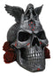 Grim Reaper Skeleton Angel Of Death Praying On Tribal Skull Red Roses Figurine