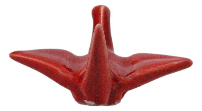 Ebros Set of 4 Ceramic Red Japanese Origami Crane Incense Stick Holders