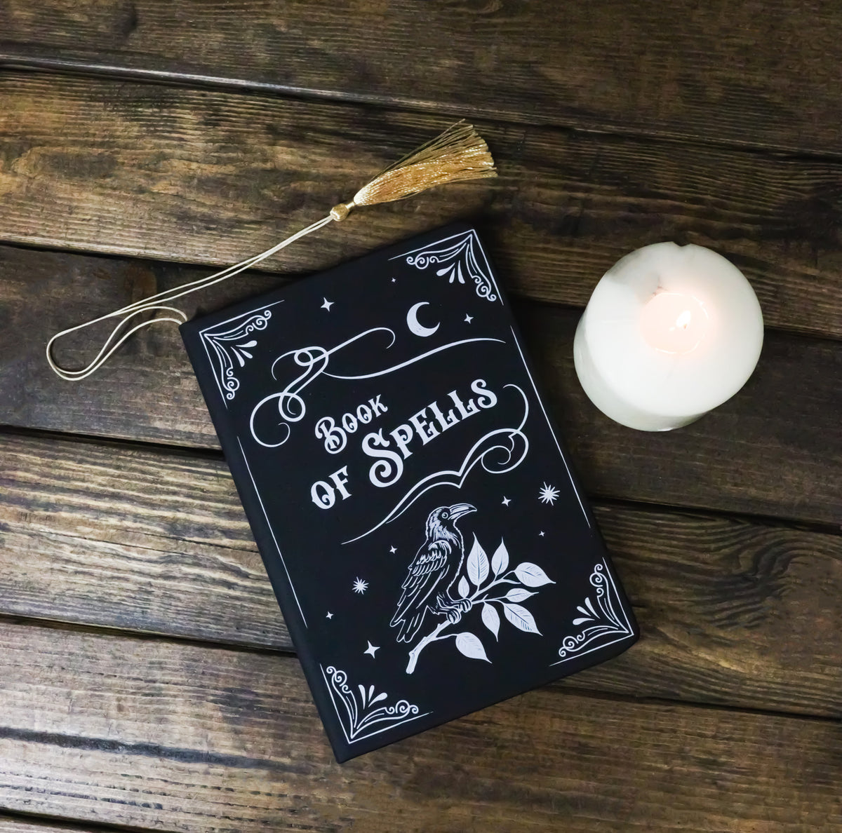 Ebros Gift Mystic Raven Book of Spells A5 Gothic Lined Notebook Journal