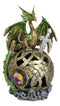 Metallic Green Treasure Dragon Perching On Colorful LED Orb Night Light Figurine