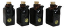 Set Of 4 Black Traditional Japan Soy Sauce Dispenser Flask 9oz Calligraphy