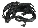 Medieval Fantasy Horned Black Soma Dragon At Repose Collectible Figurine 11"L