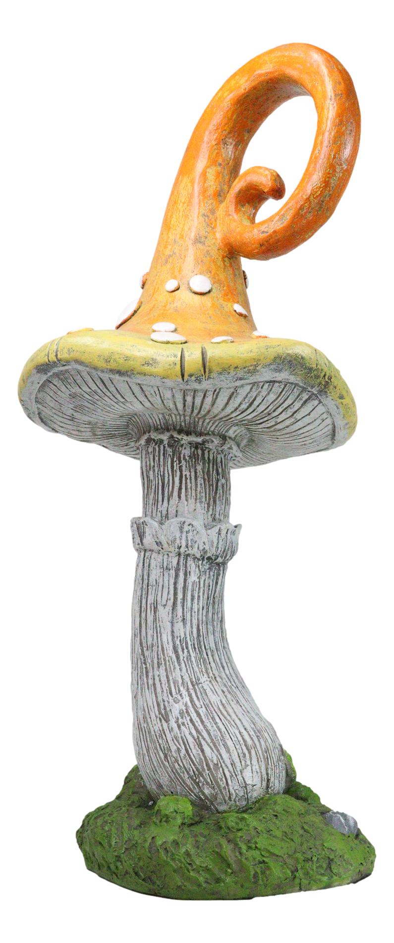 Large Fairy Garden Orange Meringue Crooked Toadstool Mushroom Figurine 23"H - Ebros Gift