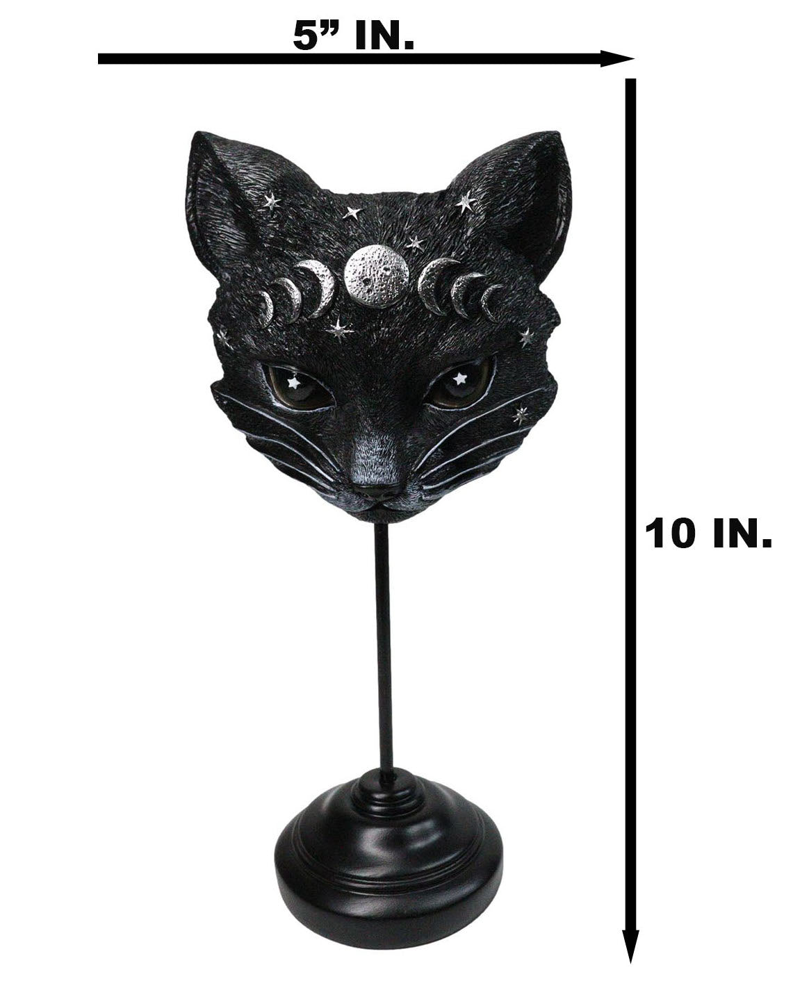 Gothic WIcca Mystic Moon Cat Masque Ornament On Pole Stand Or Wall Sculpture