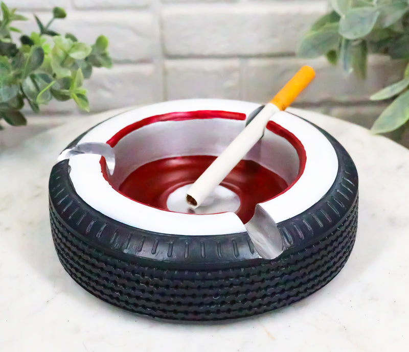 Novelty American Classic Whitewall Wheel Tire Cigarette Ashtray Resin Figurine