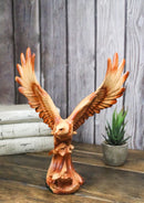 Majestic Soaring Bald Eagle Figurine – Faux Wood Carved Look Patriotic Statue