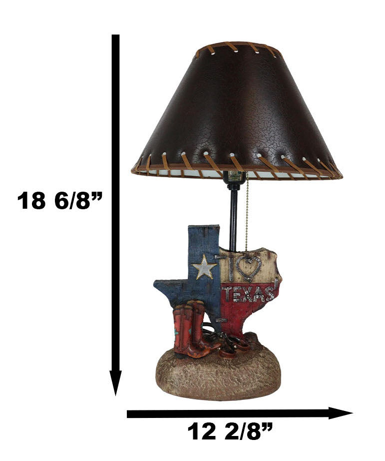 Rustic Western Patriotic I Heart Texas State Map With Cowgirl Boots Table Lamp
