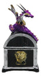Purple Midnight Dragon Guarding Lion Treasure Chest Small Trinket Box Figurine