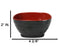 Set Of 6 Red And Black Square Ridged Small Soup Salad Rice Melamine Bowls 4.5"L