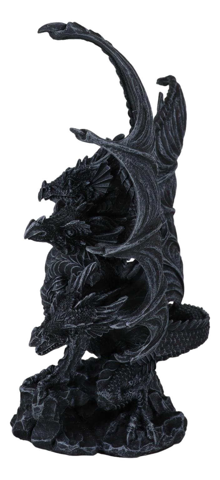 Gothic Faux Stone Ancient Legendary Five Headed Dragon Hydra Roaring Figurine