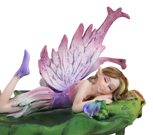 Water Garden Blonde Fairy Thumbelina Sleeping On Lotus Jewelry Tray Figurine - Ebros Gift