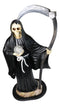 Large 2 Feet Tall Holy Death Santa Muerte Holding Scythe In Black Robe Statue
