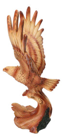 Majestic Soaring Bald Eagle Figurine – Faux Wood Carved Look Patriotic Statue