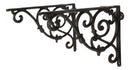 Pack of 2 Vintage Classic Rust Finish Wrought Iron Victorian Scroll Wall Hooks