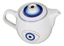 White Gothic Alchemy Porcelain Wicca Evil Eye Of Providence Protection Tea Pot