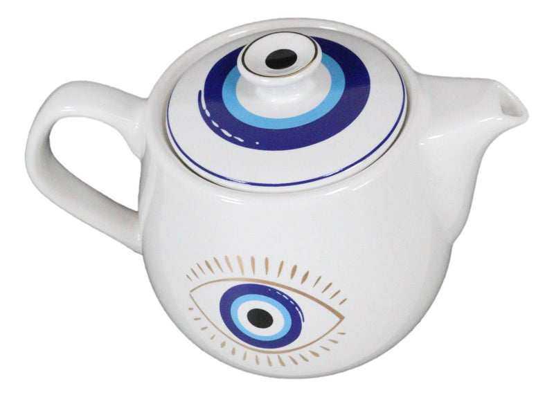 White Gothic Alchemy Porcelain Wicca Evil Eye Of Providence Protection Tea Pot