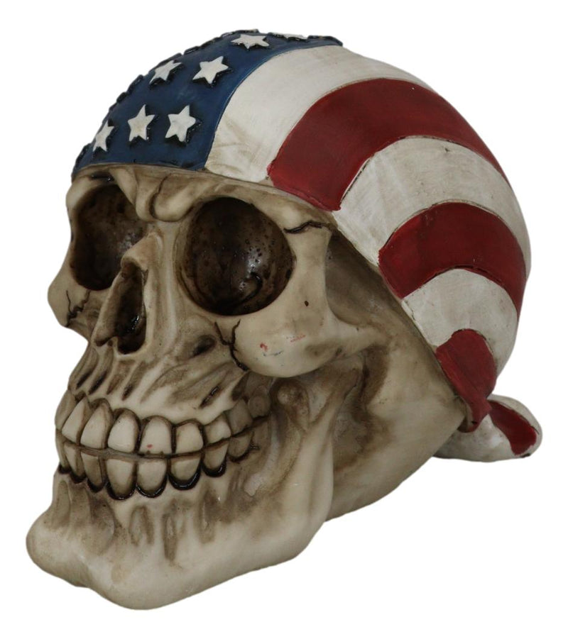 Independence Day Patriotic US Flag Stars And Stripes Skull Bandana Figurine