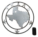 Large 24" Rustic Western Lone Star State Texas Galvanized Metal Wall Circle Sign