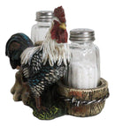 Country Rustic Farm White Breasted Chicken Rooster Salt Pepper Shakers Holder