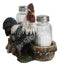 Country Rustic Farm White Breasted Chicken Rooster Salt Pepper Shakers Holder