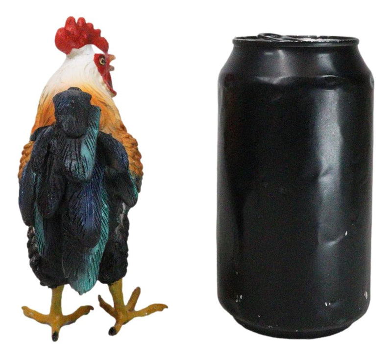 Rustic Western Country Farm White Breasted Chicken Rooster Figurine 5.25"Tall