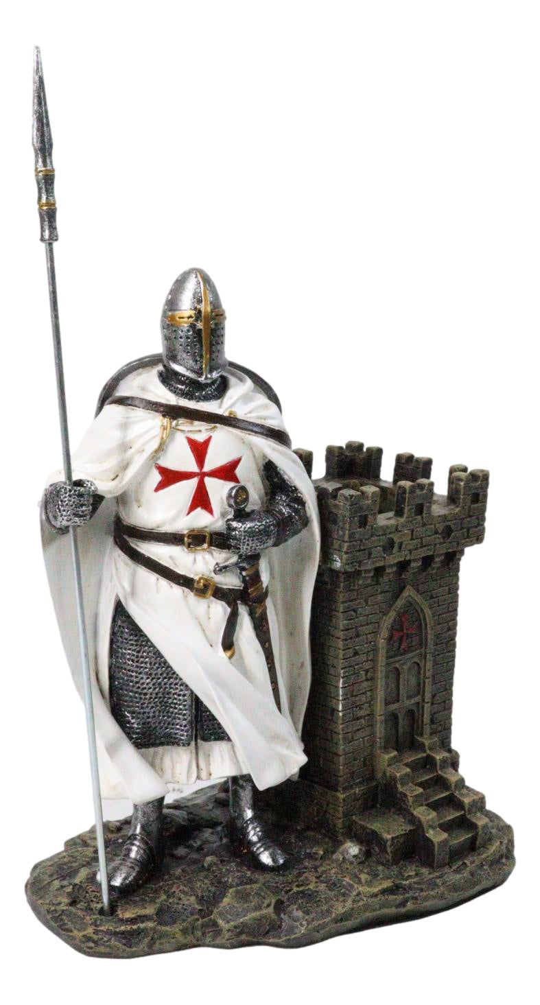 Ebros Templar Crusader Knight Castle Pen & Stationery Holder Figurine