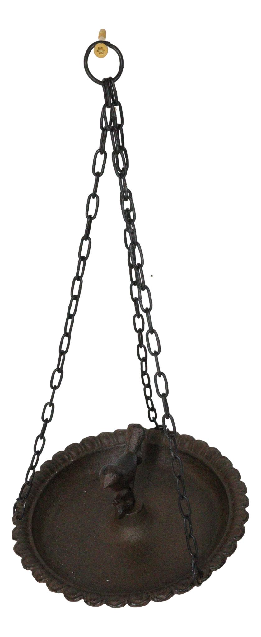 Cast Iron Love Bird On Branch Sunflower Basin Hanging Garden Bird Bath Feeder