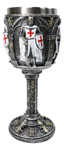 Medieval Swordsman White Templar Crusader Knight Suit of Armor Wine Goblet