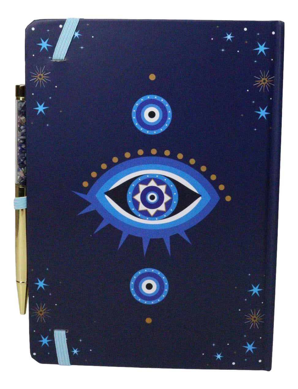 Ebros Wicca Blue All Seeing Evil Eye A5 Notebook Journal with Crystal Pen