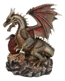 Fantasy Bronzite Fire Dragon Guarding LED Scaled Egg Decorative Figurine