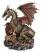 Fantasy Bronzite Fire Dragon Guarding LED Scaled Egg Decorative Figurine
