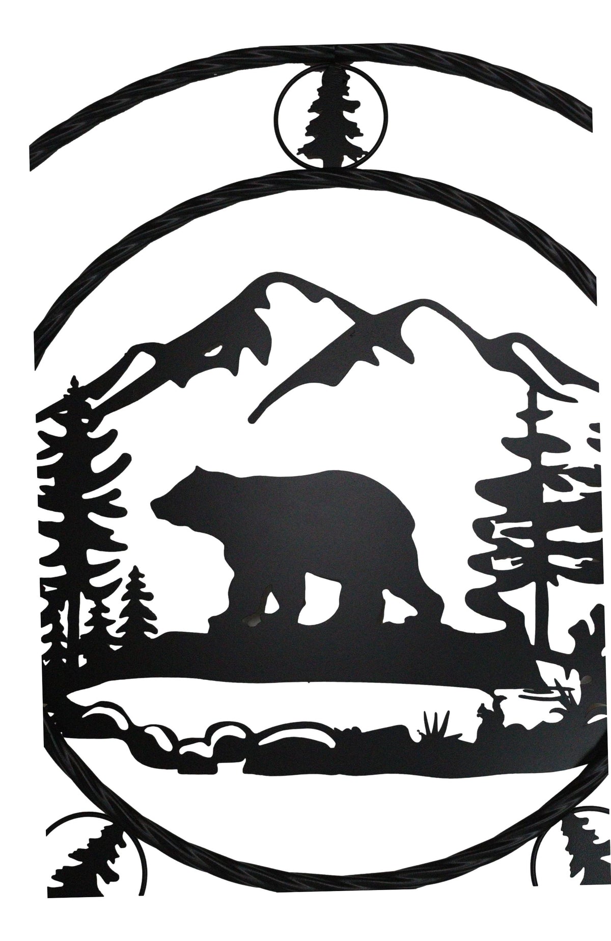 24"Dia Rustic Western Black Bear By Mountains Pine Forest Metal Wall Circle Sign - Ebros Gift