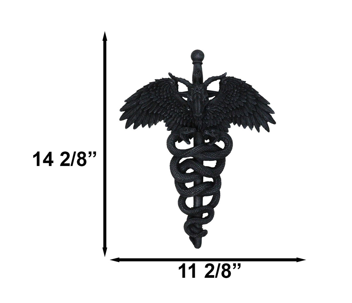 Ebros Gift Sabbatic Goat Baphomet Caduceus Serpent Pentagram Winged Wall Plaque