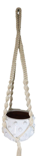 Hand Woven Cotton Rope Boho Chic Macrame Wall Hanger With Ceramic Planter Pot
