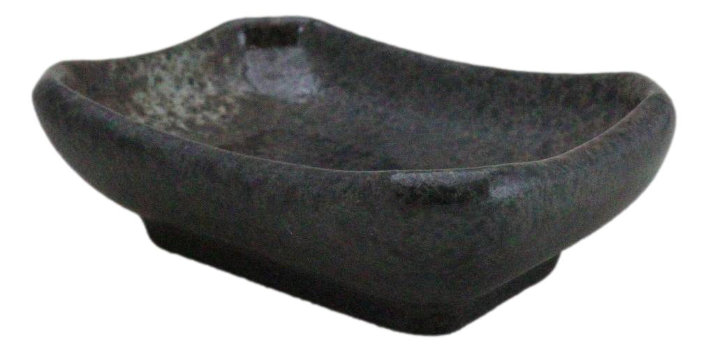 Pack Of 6 Ceramic Grey Hakumu Soy Sauce Oil Condiment Rectangular Dishes 2oz