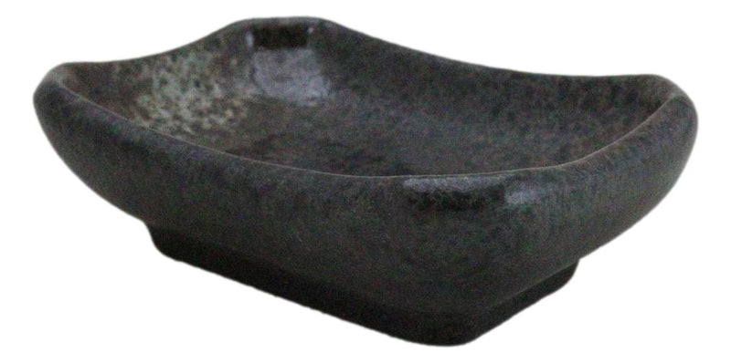 Pack Of 6 Ceramic Grey Hakumu Soy Sauce Oil Condiment Rectangular Dishes 2oz
