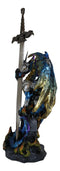 Blue Gold Royal Knight Armored Dragon With Gothic Sword Letter Opener Figurine