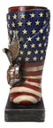 Patriotic USA Military Bald Eagle With American Flag Globe Flower Vase Planter