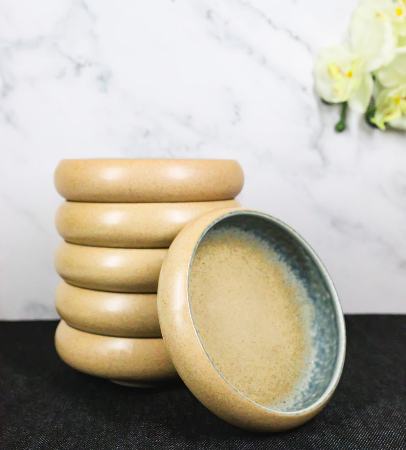 Pack of 6 Ao Nagashi River Round Appetizer Salad Banchan Deep Dish Plates 5"D