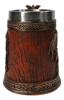 Large Dragon Barrel Mug with Sword Sculpted Handle – Medieval Drink Tankard 20oz