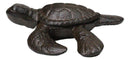 Pack Of 4 Rustic Cast Iron Swimming Sea Turtle Tortoise Hatchling 4"L Figurines