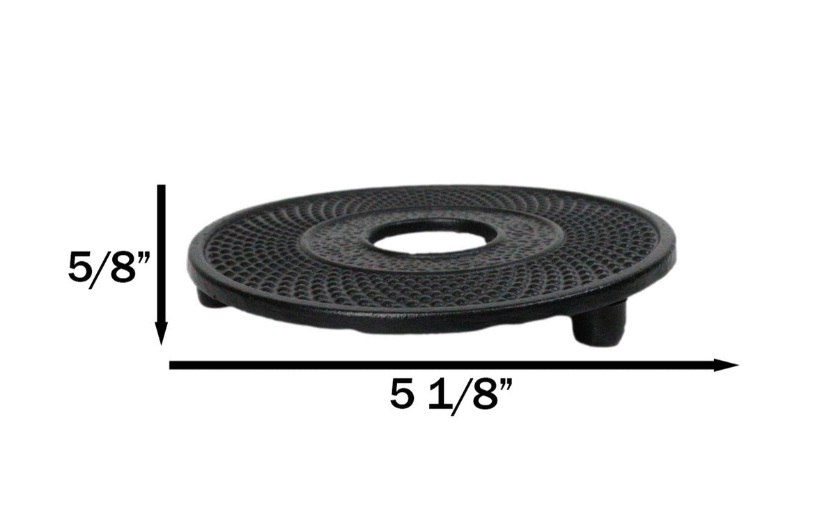 Round Hobnails Pattern Cast Iron Metal Tetsubin Teapot Trivet Stand 5"D