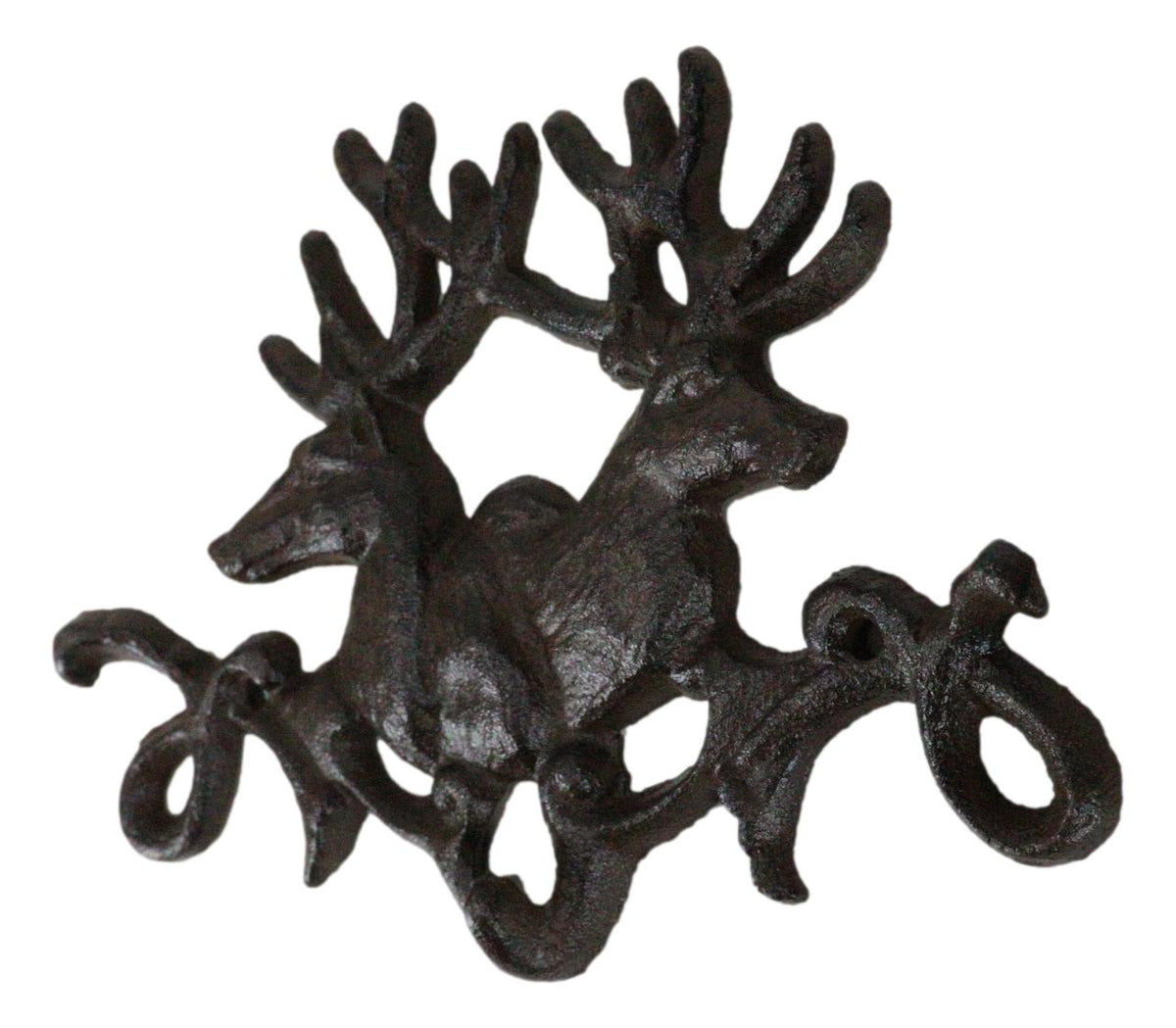 Forged Cast Iron Double Stag Deer Antlers Wall Hooks For Keys Leashes Scarves