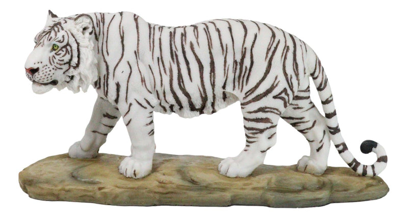 Prowling Fierce Leucistic Winter White Bengal Tiger Figurine 11.25" L