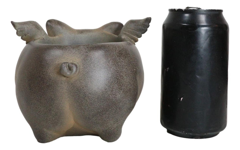 Rustic Country Farm Hog Heavens Angel Wings Pig Decorative Vase Planter Pot