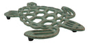 Nautical Marine Verdigris Giant Sea Turtle Rustic Cast Iron Wall Or Table Trivet
