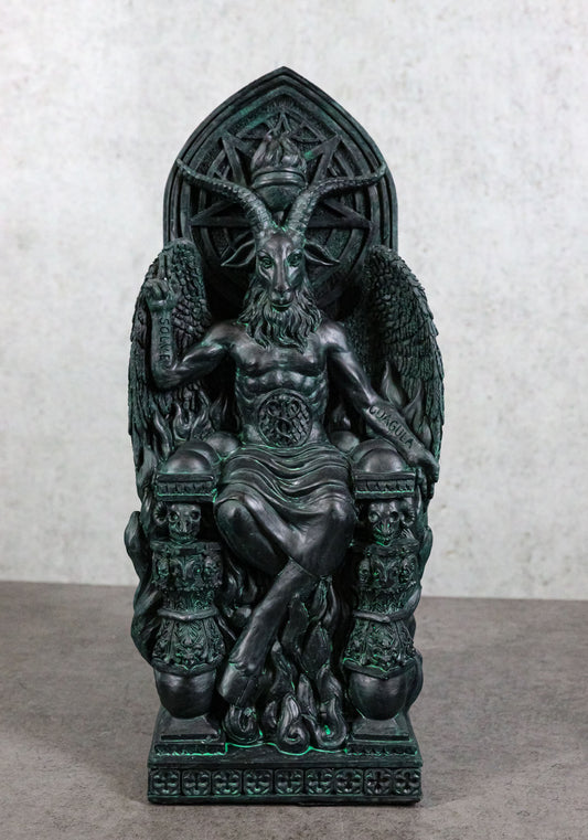 Sabbatic Goat Idol Baphomet Seated On Hell Pentagram Throne Home Decor Statue - Ebros Gift