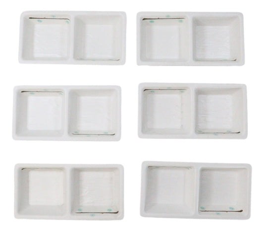 Pack Of 6 Yukino Hana Snowflakes Melamine 2 Partition Condiments Sauce Dishes