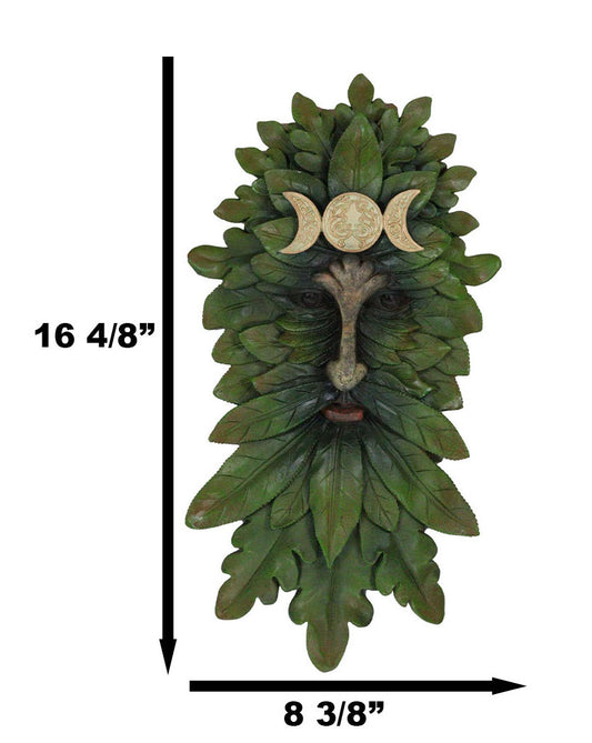 Nature Spirit God Celtic Greenman Wicca Triple Moon Tree Ent Wall Decor Plaque - Ebros Gift