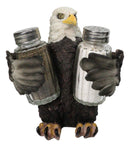 American Patriotic Bald Eagle Salt and Pepper Shaker Holder With Glass Shakers